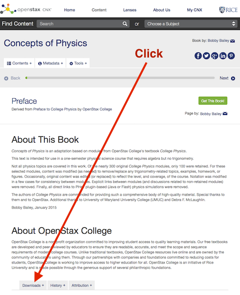 view of openstax page